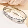 Silver leaf-shaped cat's eye stone jade bracelet and sand gold bracelet are fashionable and versatile ladies' jewelry Specification image